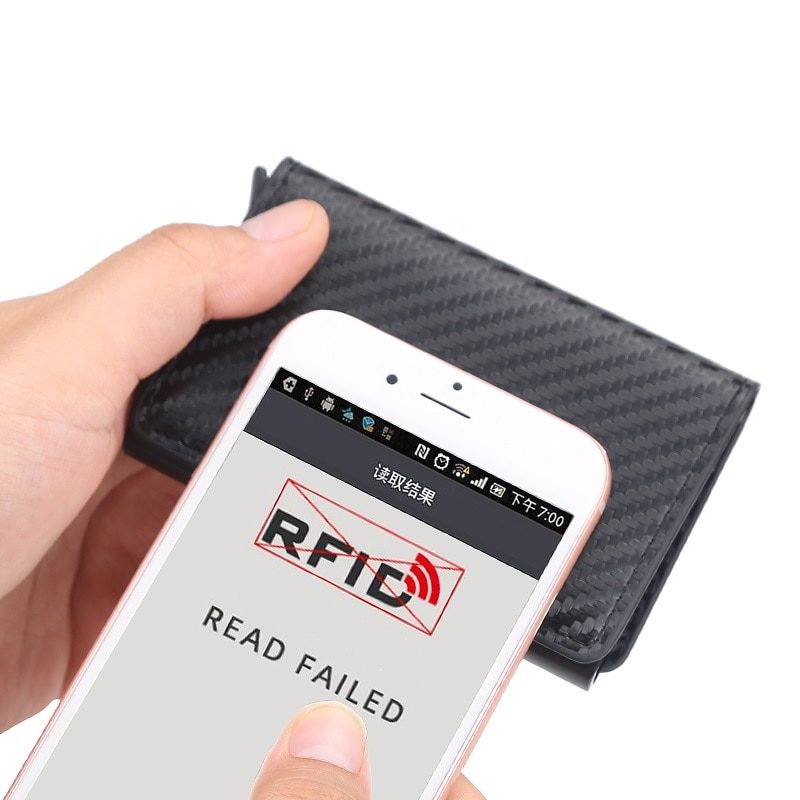 Porta Cartão Masculino Automatico de Alumínio Protegida por RFID