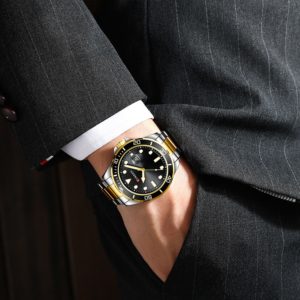 Relógio Curren Masculino de Luxo em Aço Inoxidável À Prova D'Água Série Ghost Gold Black (4)