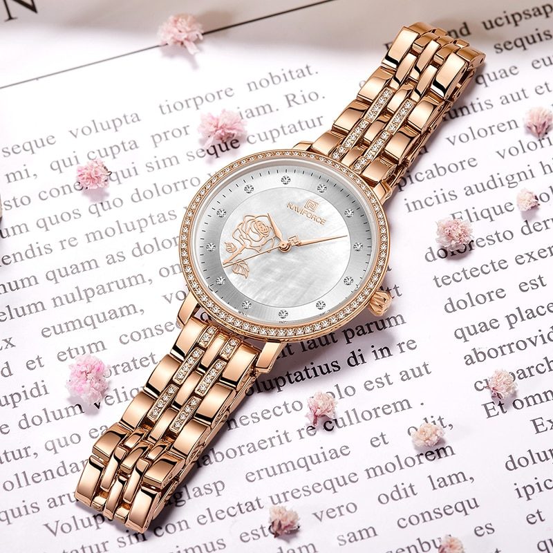 Relógio Feminino Elegante de Luxo Estilo Diamantes em Aço Inoxidável Lindo