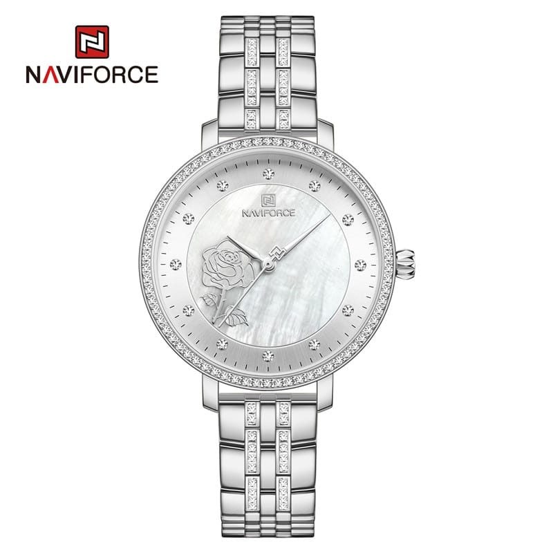 Relógio Feminino Elegante de Luxo Estilo Diamantes em Aço Inoxidável NAVIFORCE