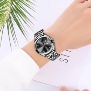 Relógio Feminino de Luxo Marca Lige em Aço À Prova d'água com Calendário Silver Black (3)
