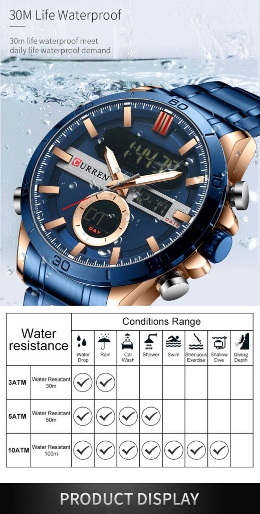 Relógio Masculino Digital e Analógico Curren Marca de Luxo Quartz Azul (6)