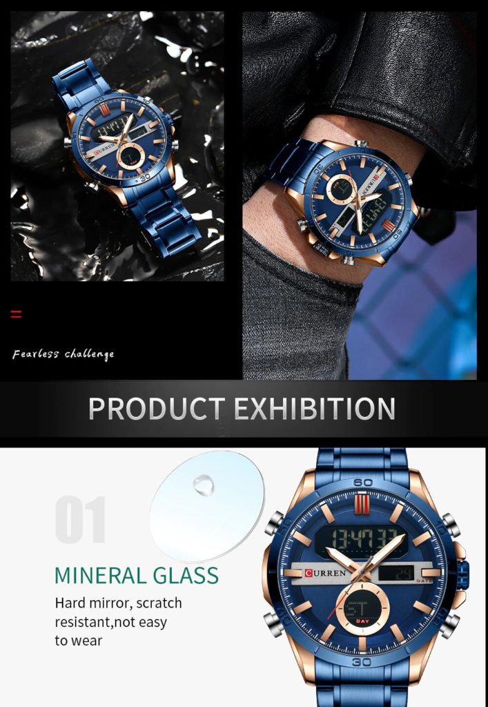 Relógio Masculino Digital e Analógico Curren Marca de Luxo Quartz Azul (9)