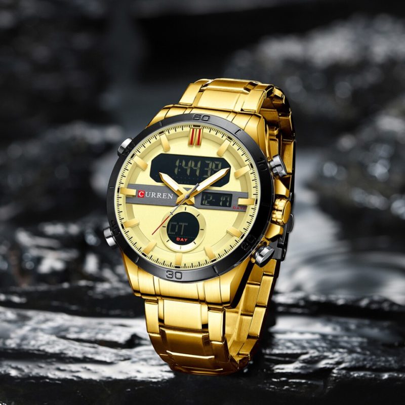 Relógio Masculino Digital e Analógico Curren Marca de Luxo Quartz Gold (1)
