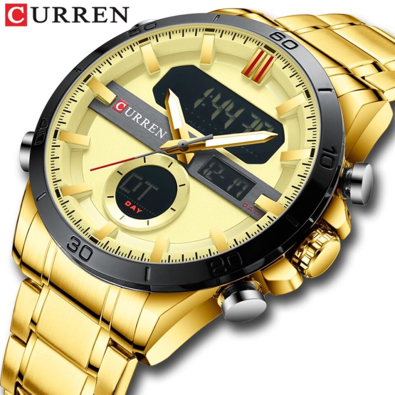 Relógio Masculino Digital e Analógico Curren Marca de Luxo Quartz Gold (2)
