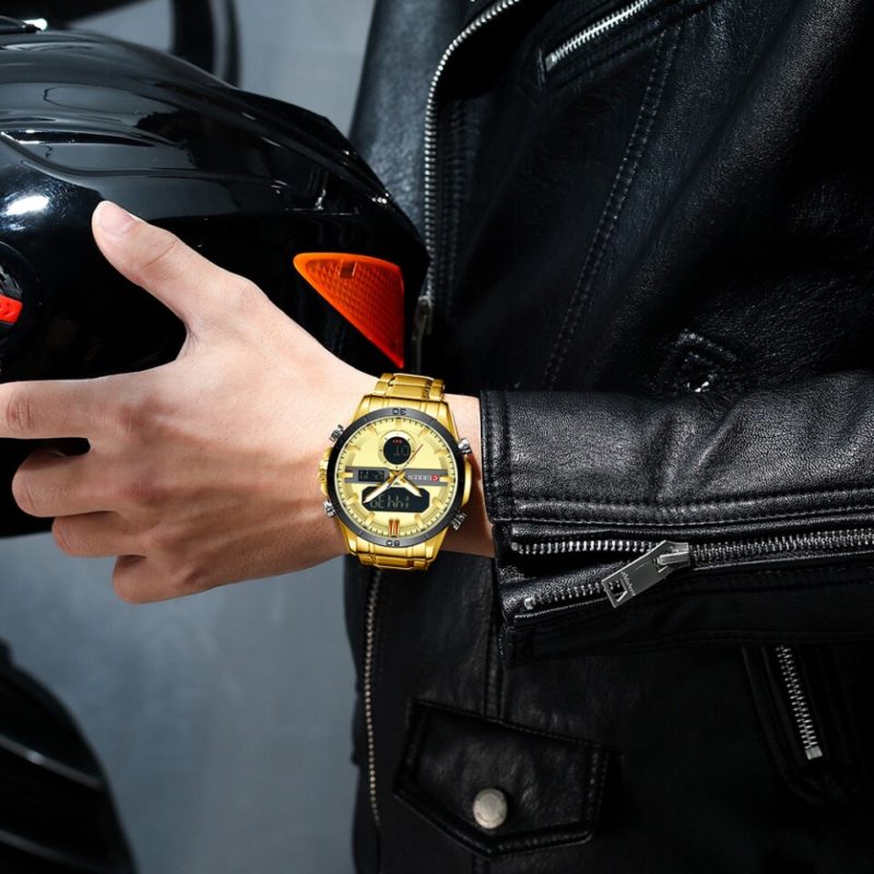 Relógio Masculino Digital e Analógico Curren Marca de Luxo Quartz Gold (3)