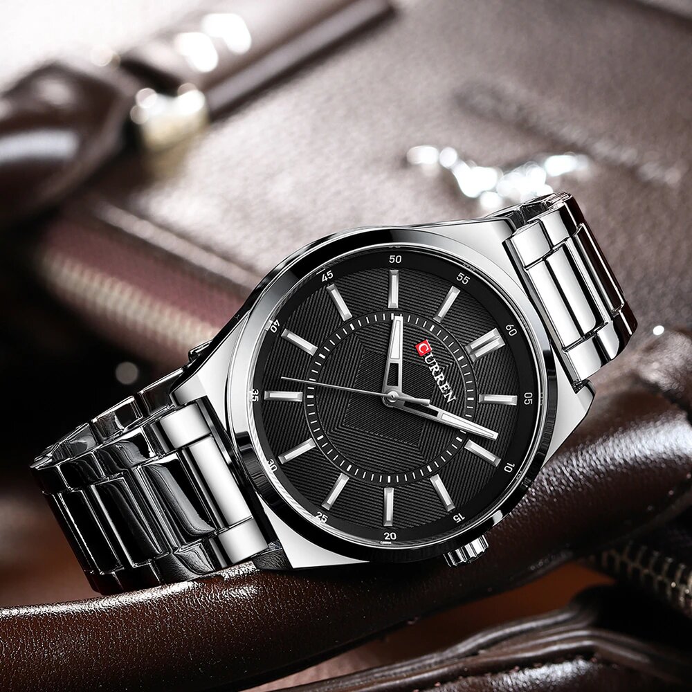 Relógio Masculino Luxuoso Curren para Homem de Negócios Aço Inoxidável Prata Silver (4)