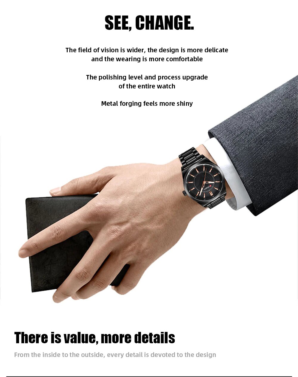 Relógio Masculino Luxuoso Curren para Homem de Negócios Business