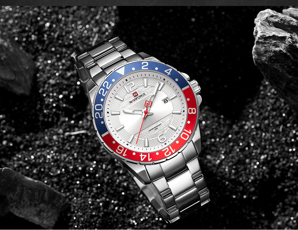 Relógio Masculino de Luxo NAVIFORCE em Aço Inoxidável a Prova d agua (4)